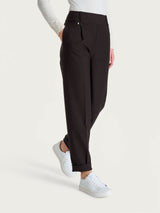 Pantalone a carota con tasche e pinces in Compact Marroni Donna - Ragno