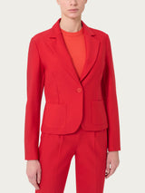Blazer corto con 1 bottone in Compact Rossi Donna - Ragno