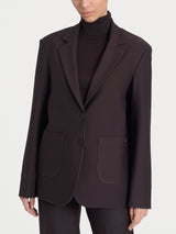 Blazer over con due bottoni in Compact Marroni Donna - Ragno