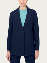 Blazer over destrutturato in tessuto compact Blu Donna - Ragno