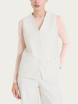 Gilet con quattro bottoni in Compact Bianchi Donna - Ragno