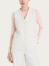 Gilet con quattro bottoni in Compact Bianchi Donna - Ragno