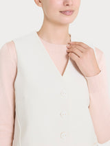 Gilet con quattro bottoni in Compact Bianchi Donna - Ragno