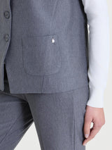 Gilet con quattro bottoni in Compact Neri Donna - Ragno