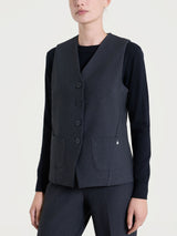 Gilet con quattro bottoni in Compact Neri Donna - Ragno