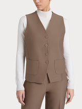 Gilet con quattro bottoni in Compact Marroni Donna - Ragno