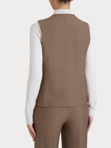 Gilet con quattro bottoni in Compact Marroni Donna - Ragno