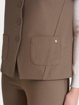 Gilet con quattro bottoni in Compact Marroni Donna - Ragno