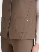 Gilet con quattro bottoni in Compact Marroni Donna - Ragno