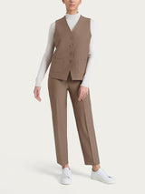 Gilet con quattro bottoni in Compact Marroni Donna - Ragno