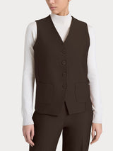 Gilet con quattro bottoni in Compact Marroni Donna - Ragno