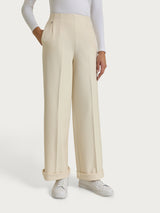Pantalone ampio con tasche in Compact Bianchi Donna - Ragno