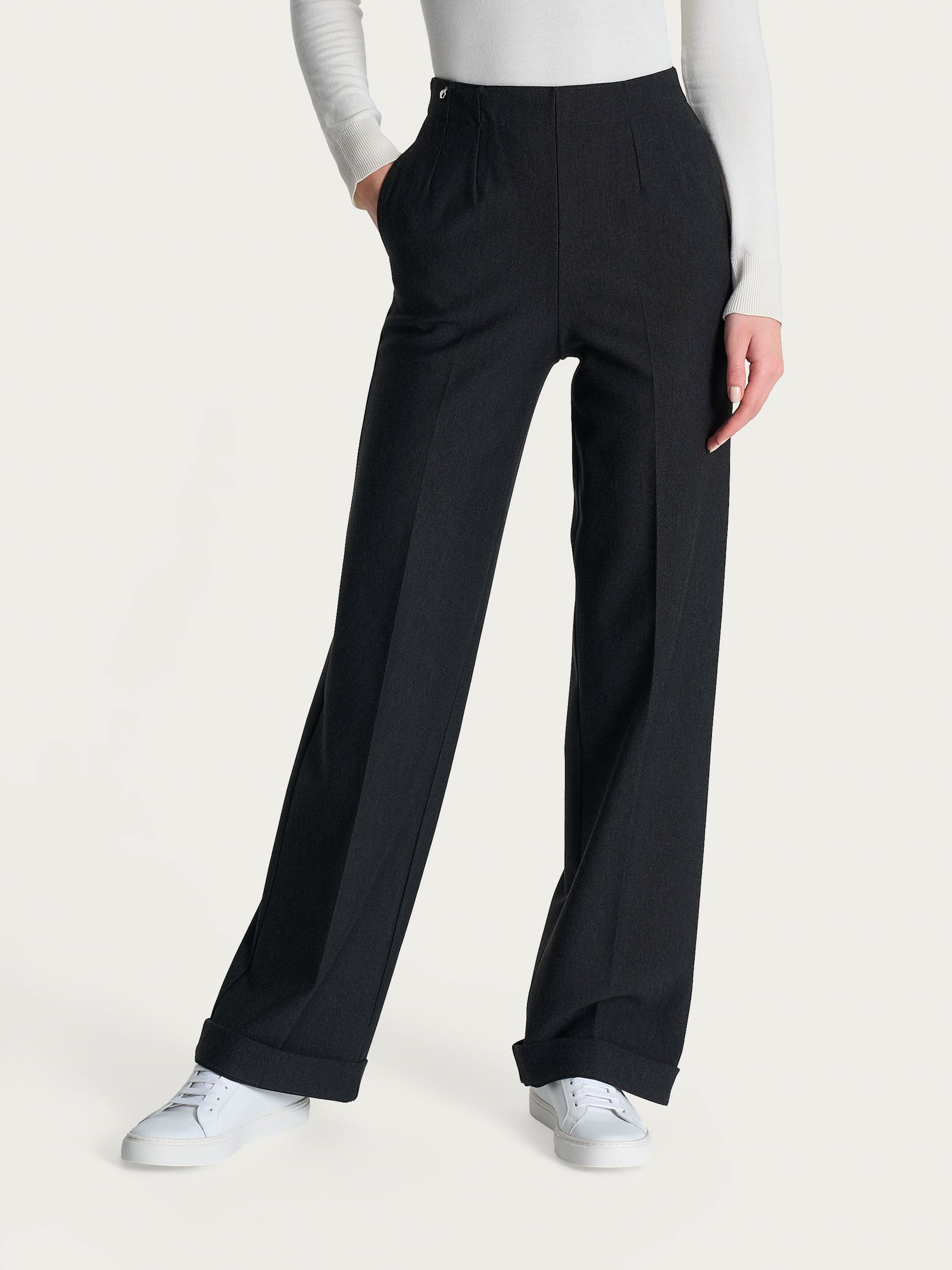 Pantalone ampio con tasche in Compact Neri Donna - Ragno