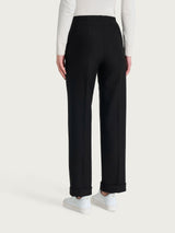 Pantalone dritto con tasche in tessuto Compact Neri Donna - Ragno