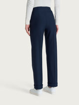 Pantalone dritto con tasche in tessuto Compact Blu Donna - Ragno