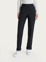 Pantalone dritto con tasche in tessuto Compact Neri Donna - Ragno