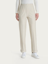 Pantalón recto con bolsillos de tejido Compact Blanco para mujer - Ragno
