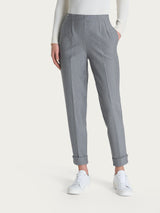 Pantalone a carota con tasche in tessuto Compact Neri Donna - Ragno