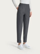 Pantalone a carota con tasche in tessuto Compact Neri Donna - Ragno