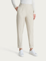 Pantalone a carota con tasche in tessuto Compact Bianchi Donna - Ragno