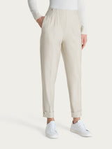 Pantalone a carota con tasche in tessuto Compact Bianchi Donna - Ragno