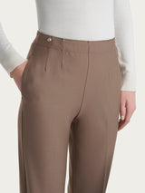 Pantalone a carota con tasche in tessuto Compact Marroni Donna - Ragno