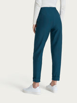 Pantalone a carota con tasche in tessuto Compact Blu Donna - Ragno