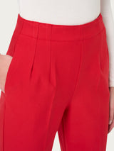 Pantalone a carota con tasche in tessuto Compact Rossi Donna - Ragno