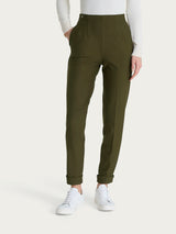 Pantalone a carota con tasche in tessuto Compact Verdi Donna - Ragno