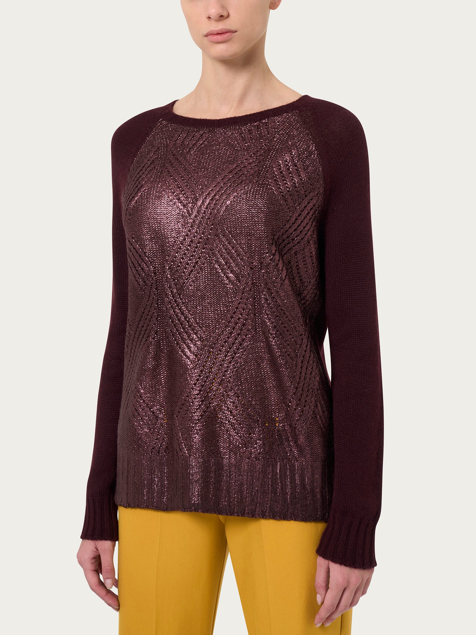 Maglia girocollo in misto angora Plum Perfect – Ragno