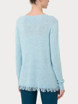 Maglia girocollo con frange in misto angora Azzurri Donna - Ragno