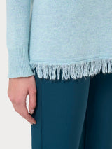 Maglia girocollo con frange in misto angora Azzurri Donna - Ragno