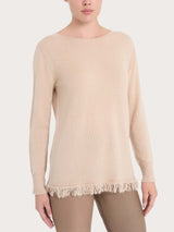 Maglia girocollo con frange in misto angora - - Ragno
