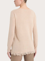 Maglia girocollo con frange in misto angora - - Ragno
