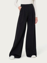 Pantalone lungo a palazzo con tasche e pinces in Compact Light Neri Donna - Ragno