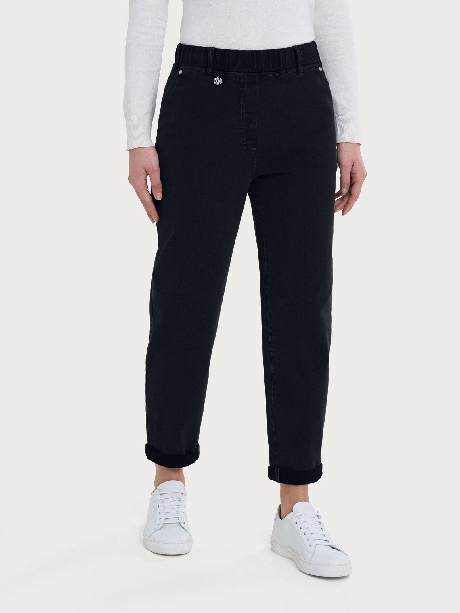 Jeans a carota con tasche in Super Denim Neri Donna - Ragno