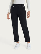 Jeans de corte acampanado con bolsillos de Super Denim negro para mujer - Ragno