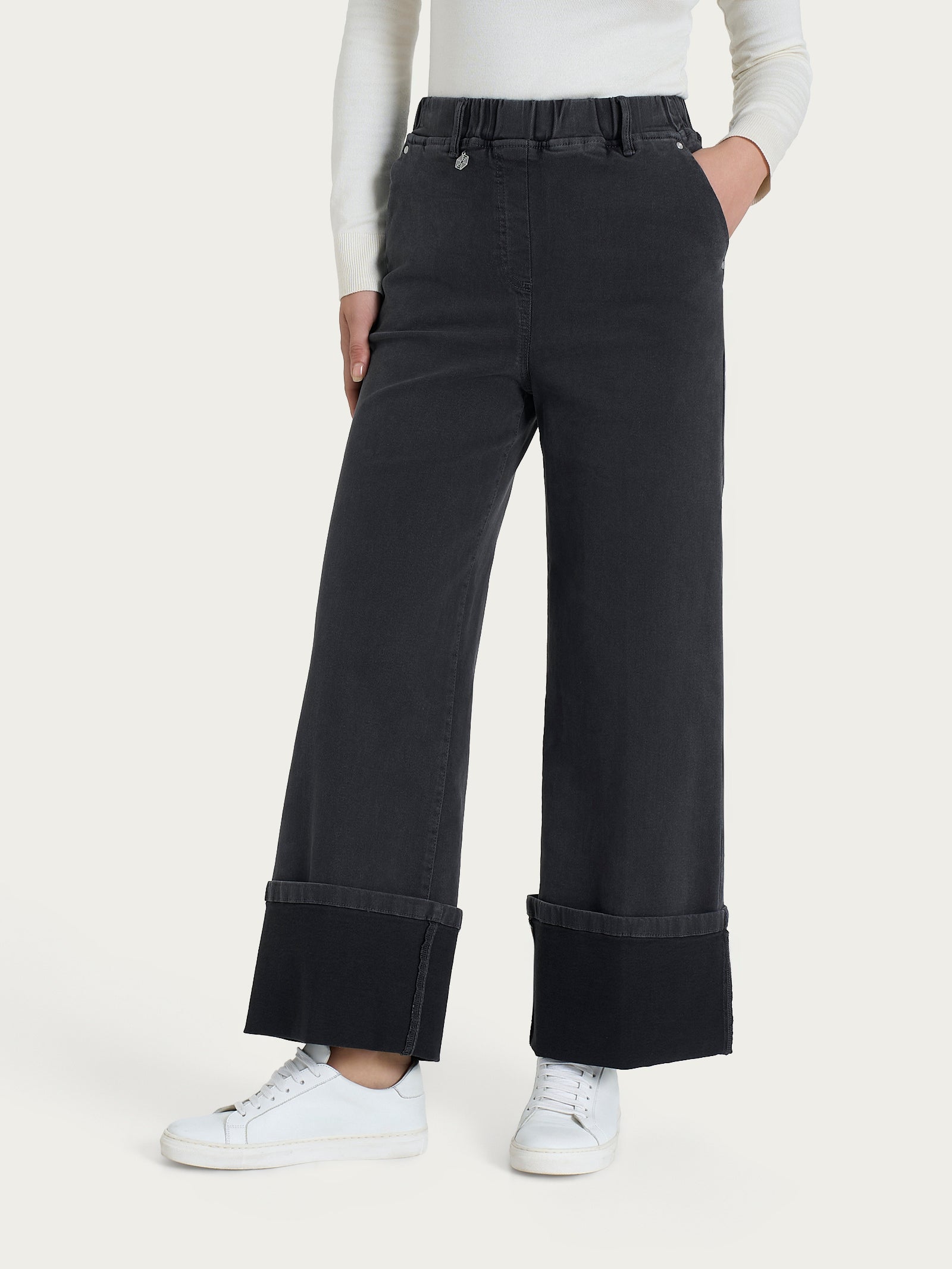 Jeans donna wide leg vita alta denim blu scuro | Vesto Estro