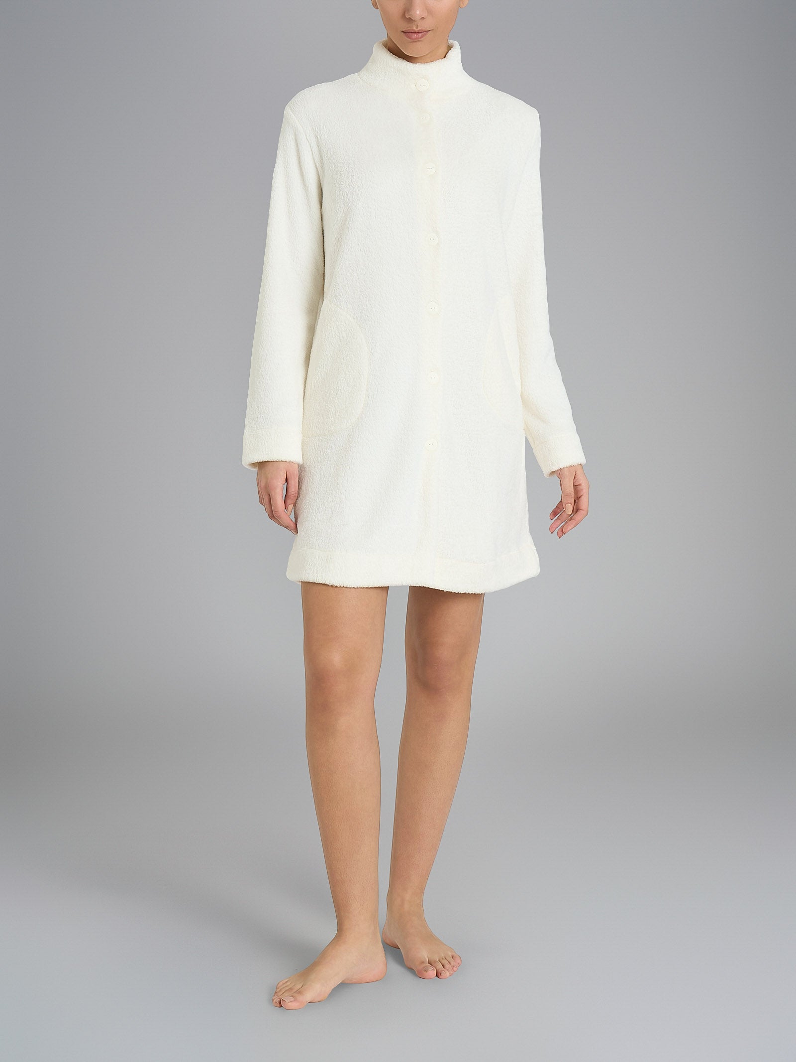 Vestaglia corta con bottoni in Polar Fleece Bianchi Donna - Ragno