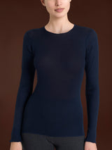 Maglia girocollo in Lana Seta Blu Donna - Ragno