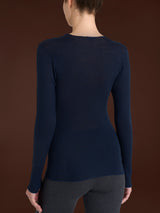 Maglia girocollo in Lana Seta Blu Donna - Ragno