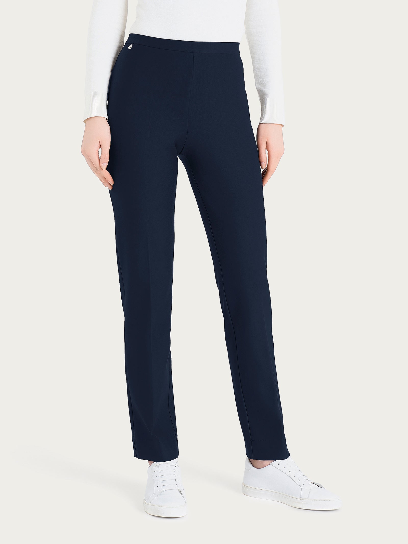 Pantalone modellante dritto con tasche in Compact Blu Donna - Ragno