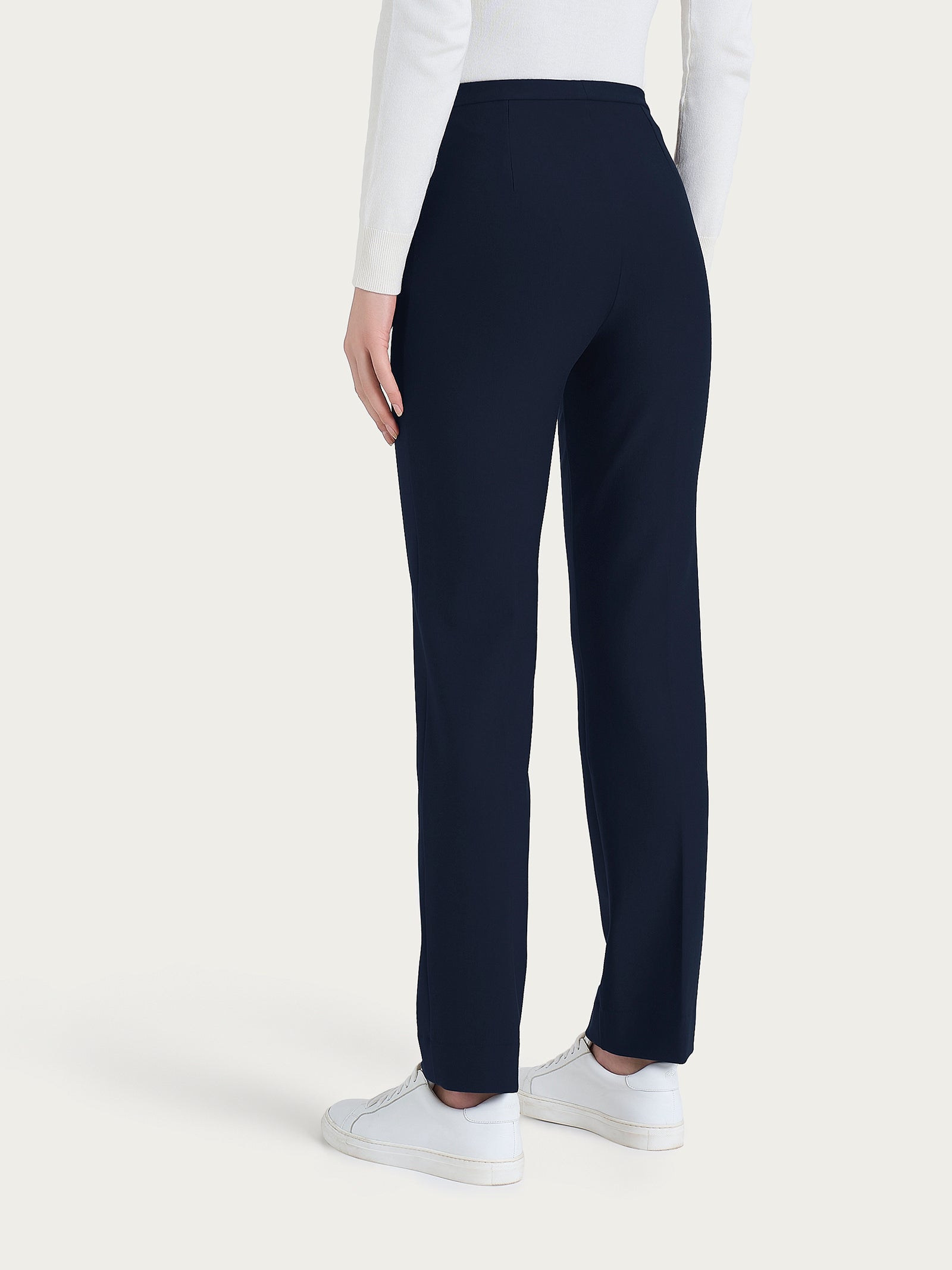 Pantalone modellante dritto con tasche in Compact Blu Donna - Ragno