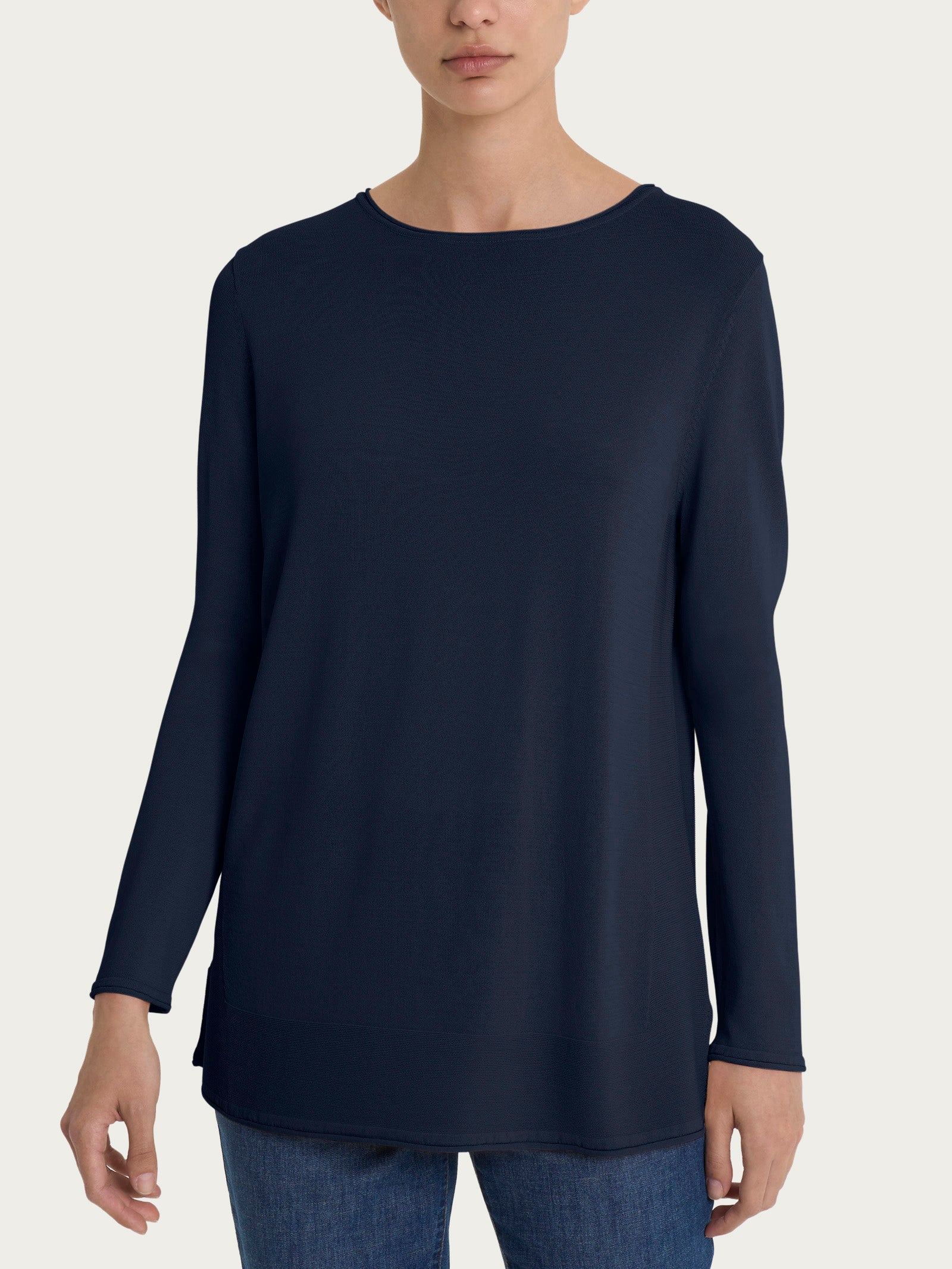 Maglia con collo a barchetta in Crêpe  Blu Donna - Ragno