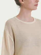 Maglia girocollo con punto rete in puro cotone Marroni Donna - Ragno