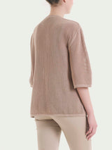 Maglia girocollo con punto rete in puro cotone Marroni Donna - Ragno