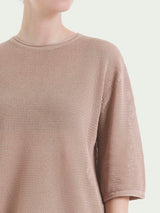 Maglia girocollo con punto rete in puro cotone Marroni Donna - Ragno