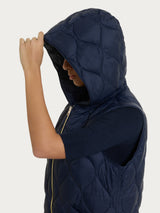 Piumino puffer smanicato con cappuccio Onion Quilt Blu Donna - Ragno