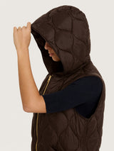 Piumino puffer smanicato con cappuccio Onion Quilt Marroni Donna - Ragno