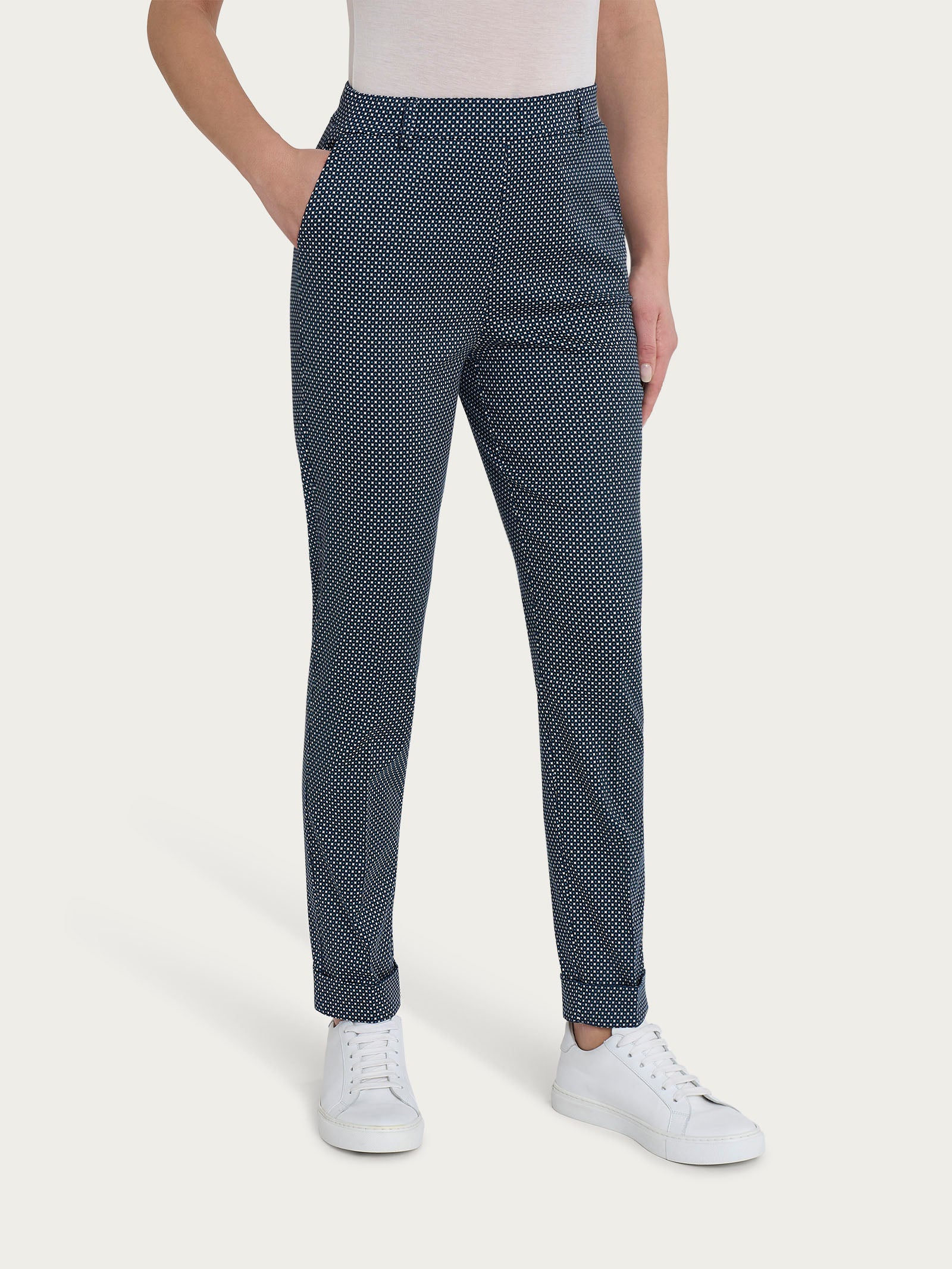 RAGNO Pantalone Chino Satin Power – Primavera/Estate, Modello Dn22p7 078, Colore Blu, 100% Cotone